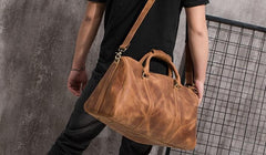 Cool Leather Mens Overnight Bag Weekender Bags Vintage Travel Bags Duffle Bags for Men