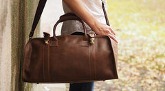 Cool Leather Mens Overnight Bags Weekender Bag Vintage Travel Bags Duffle Bag for Men