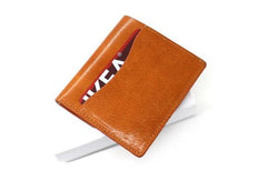 Cool Leather Mens Slim Card Wallet Front Pocket Wallets Small Change Wallet for Men