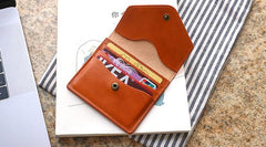 Cool Leather Mens Slim Card Wallet Front Pocket Wallets Small Change Wallet for Men