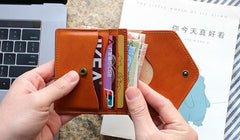 Cool Leather Mens Slim Card Wallet Front Pocket Wallets Small Change Wallet for Men