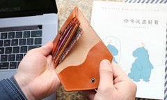 Cool Leather Mens Slim Card Wallet Front Pocket Wallets Small Change Wallet for Men