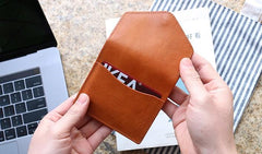 Cool Leather Mens Slim Card Wallet Front Pocket Wallets Small Change Wallet for Men