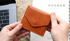 Cool Leather Mens Slim Card Wallet Front Pocket Wallets Small Change Wallet for Men