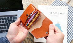Cool Leather Mens Slim Card Wallet Front Pocket Wallets Small Change Wallet for Men