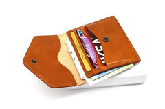 Cool Leather Mens Slim Card Wallet Front Pocket Wallets Small Change Wallet for Men