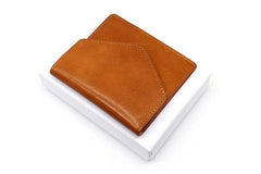 Cool Leather Mens Slim Card Wallet Front Pocket Wallets Small Change Wallet for Men