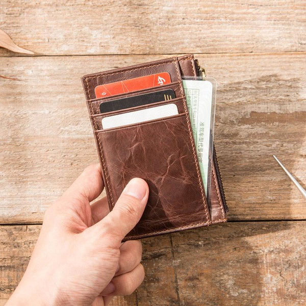 Cool Leather Mens Slim Front Pocket Wallet Small Wallets for Men - imessengerbags