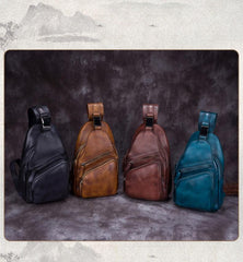 Cool Leather Mens Sling Bag Crossbody Bag Chest Bag for men - imessengerbags