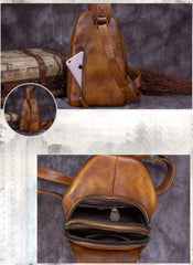 Cool Leather Mens Sling Bag Crossbody Bag Chest Bag for men - imessengerbags
