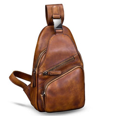 Cool Leather Mens Sling Bag Crossbody Bag Chest Bag for men - imessengerbags