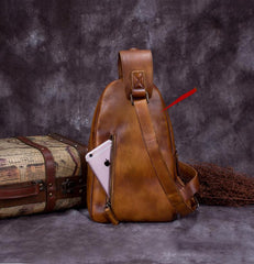 Cool Leather Mens Sling Bag Crossbody Bag Chest Bag for men - imessengerbags