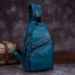 Cool Leather Mens Sling Bag Crossbody Bag Chest Bag for men - imessengerbags