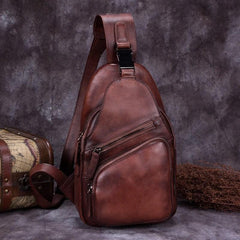 Cool Leather Mens Sling Bag Crossbody Bag Chest Bag for men - imessengerbags
