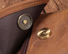 Cool Brown Leather Mens Mini Shoulder Bag Belt Pouch Waist Bag For Men - imessengerbags