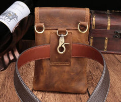 Cool Brown Leather Mens Mini Shoulder Bag Belt Pouch Waist Bag For Men - imessengerbags