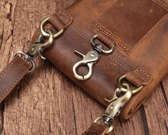 Cool Brown Leather Mens Mini Shoulder Bag Belt Pouch Waist Bag For Men - imessengerbags