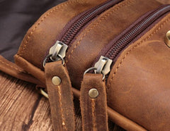 Cool Brown Leather Mens Mini Shoulder Bag Belt Pouch Waist Bag For Men - imessengerbags