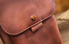 Cool Brown Leather Mens Belt Pouch Mini Shoulder Bag Belt Bag For Men