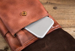 Cool Brown Leather Mens Belt Pouch Mini Shoulder Bag Belt Bag For Men