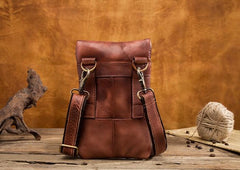 Cool Brown Leather Mens Belt Pouch Mini Shoulder Bag Belt Bag For Men