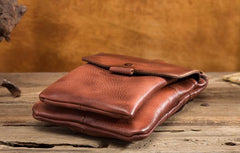 Cool Brown Leather Mens Belt Pouch Mini Shoulder Bag Belt Bag For Men