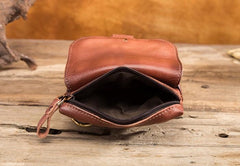 Cool Brown Leather Mens Belt Pouch Mini Shoulder Bag Belt Bag For Men