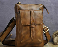 Cool Leather Mens Small Belt Bag Belt Pouch Waist Bag Mini Side Bag For Men