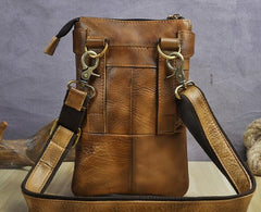 Cool Leather Mens Small Belt Bag Belt Pouch Waist Bag Mini Side Bag For Men
