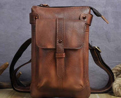 Cool Leather Mens Small Belt Bag Belt Pouch Waist Bag Mini Side Bag For Men