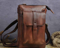 Cool Leather Mens Small Belt Bag Belt Pouch Waist Bag Mini Side Bag For Men