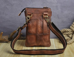 Cool Leather Mens Small Belt Bag Belt Pouch Waist Bag Mini Side Bag For Men