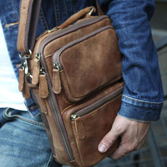 Cool Leather Mens Small Handbags Messenger Bags Shoulder Bag for men