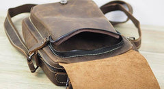 Cool Leather Mens Small Messenger Bag Side Bag Small Vintage Shoulder Bag for Men