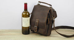 Cool Leather Mens Small Messenger Bag Side Bag Small Vintage Shoulder Bag for Men