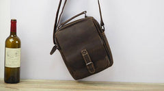 Cool Leather Mens Small Messenger Bag Side Bag Small Vintage Shoulder Bag for Men