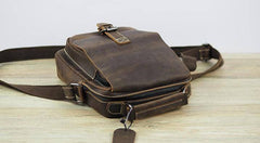 Cool Leather Mens Small Messenger Bag Side Bag Small Vintage Shoulder Bag for Men