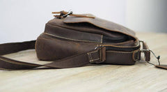 Cool Leather Mens Small Messenger Bag Side Bag Small Vintage Shoulder Bag for Men
