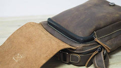 Cool Leather Mens Small Messenger Bag Side Bag Small Vintage Shoulder Bag for Men