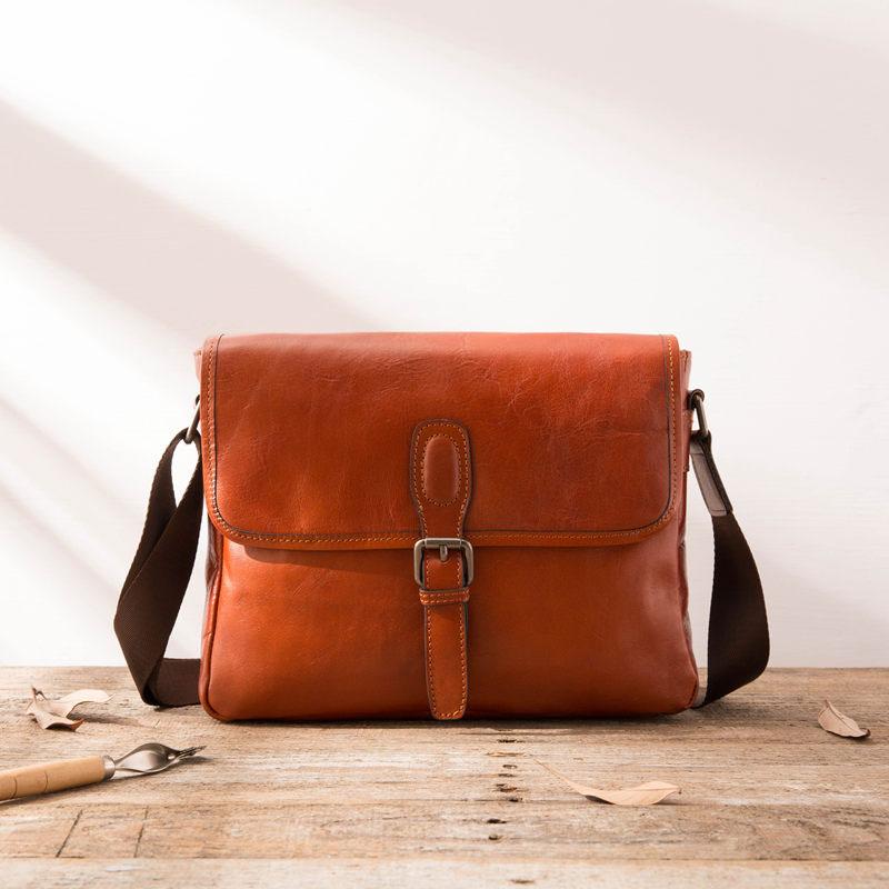 Cool Leather Mens Small Messenger Bags Shoulder Bags for Men