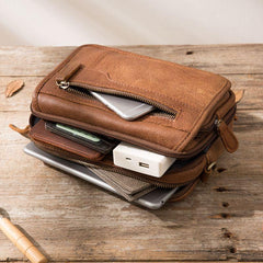 Cool Leather Mens Small Messenger Bags Shoulder Bags for Men