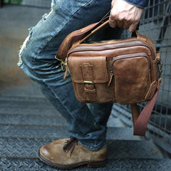 Cool Leather Mens Small Messengers Bag Shoulder Bags for Men