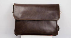 Cool Leather Mens Small Side Bag 11inch Clutch Purse Bag Messenger Bag for Men