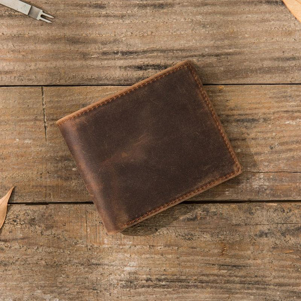Cool Leather Mens Small Wallet Bifold Vintage Slim billfold Wallet for Men - imessengerbags
