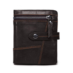 Cool Leather Mens Small Wallet billfold Brown Bifold Wallet Black Multi-card Front Pocket Wallet for Men - imessengerbags