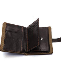 Cool Leather Mens Small Wallet billfold Brown Bifold Wallet Black Multi-card Front Pocket Wallet for Men - imessengerbags