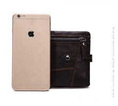 Cool Leather Mens Small Wallet billfold Brown Bifold Wallet Black Multi-card Front Pocket Wallet for Men - imessengerbags