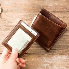 Cool Leather Mens Small Wallets Bifold Vintage billfold Wallets for Men - imessengerbags