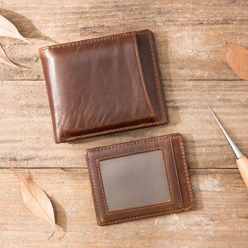Cool Leather Mens Small Wallets Bifold Vintage billfold Wallets for Men - imessengerbags