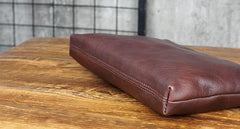 Cool Leather Mens Soft Leather Zipper Clutch Bag Wristlet Purse for Men